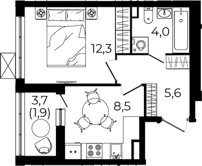 1-комнатная квартира 32.3 м², 12/12 эт., ЖК «А101 Всеволожск»